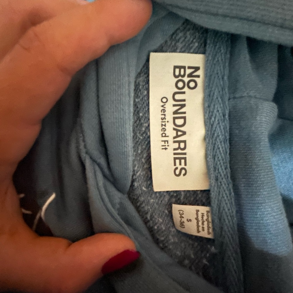 No Boundaries Oversized Patchwork Blue Hoodie - image 3